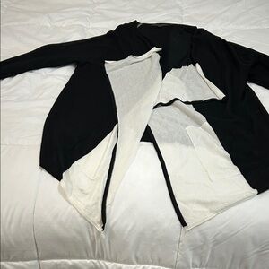 Black and White Open-Front Women's Sweater Cardigan